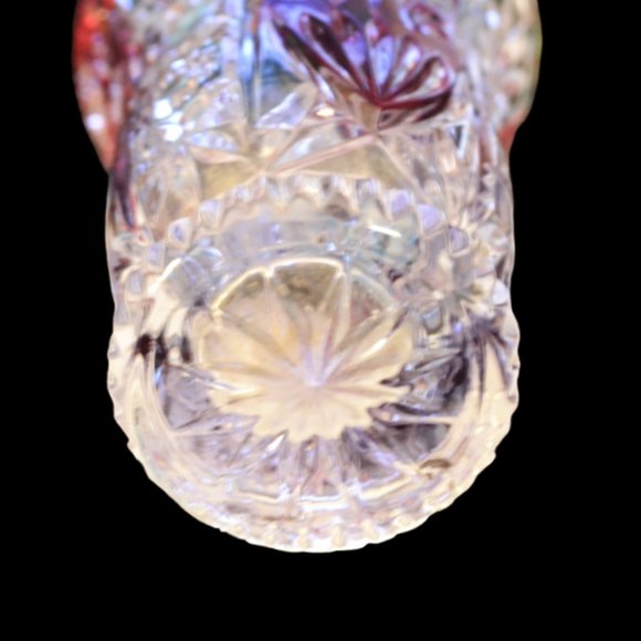 Glass Vase With Cut In Designs Ruby Flash Grandma Core Home Decor Flowers - Picture 3 of 5